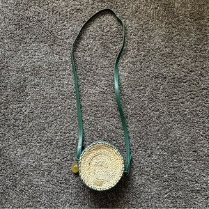 New with Tags Bath & Body Works Woven Round Crossbody Bag with Green Strap Boho
